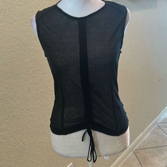 GTSQ Women’s Size M Ruched Front Mesh Tank Black Alternative Grunge Punk Emo NWT - Picture 2 of 10